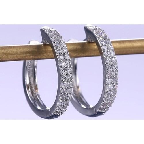 2020 New Fashion Womens Jewelry Round Solid Diamond Dangler Pure Rhinestone Drop Earrings Simple And Elegant Circle