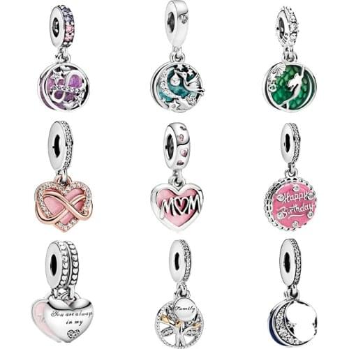 2021 new Hot 12 Styles 925 Sterling Silver Dangle Charms Beads Fit Original Pandora Bracelet Pendant Necklace Jewelry Gift