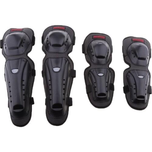 4Pcs Adult Knee/Elbow Pads Guards Protector Elbow Armor for Motorcycle Cycling Racing (Black)