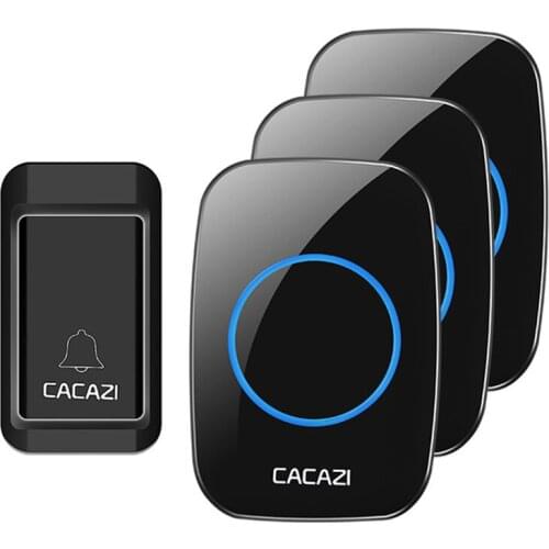 CACAZI A10G Self-Powered Wireless Waterproof Doorbell No Battery Button Home Cordless Door bells 38 Chime 4 Volume Black