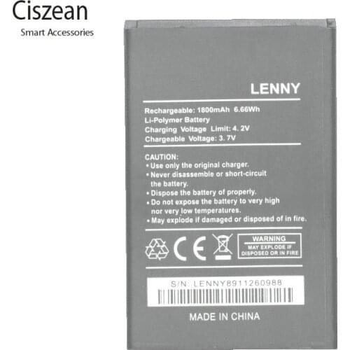 Ciszean 1x New 3.7V 1800mAh Replacement lenny Battery For Wiko LENNY Batterie Bateria Batterij Cell Phone Batteries