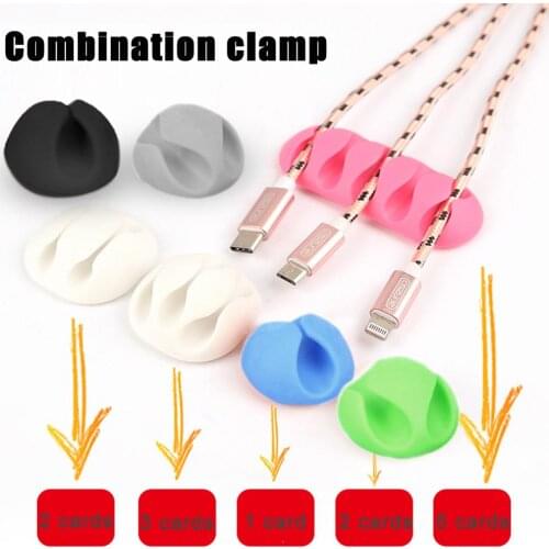 10pcs/pack Wire Cable Clips Office Silicone Cable Organizer Wire Holder Desk Cord Clip Tie Fixer Wire Management