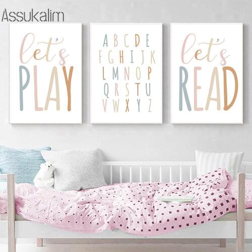 Nursery Wall Art Print ABC Poster Child Education Canvas Painting Baby Prints Nordic Wall Pictures For Kids Bedroom Decoration