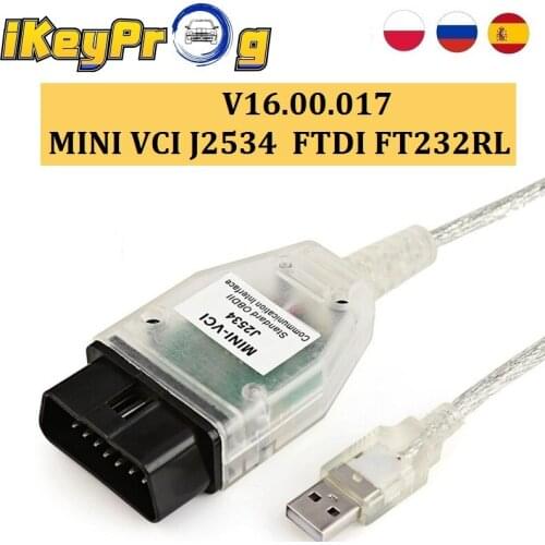 J2534 Mini VCI V16.00.017 Techstream MINI VCI Interface for Toyota OBD2 Scanner for Toyota TIS Mini-vci FT232RL Diagnostic Cable