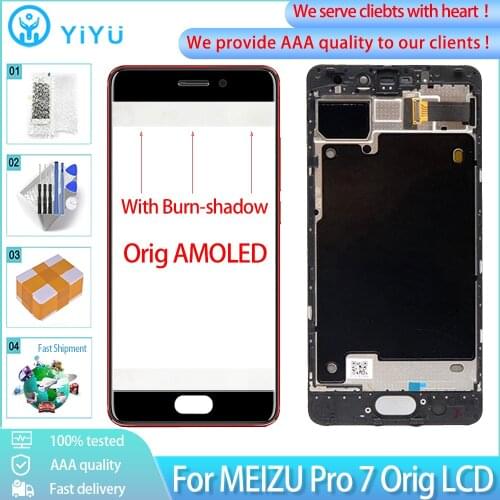 5.2'' Orig AMOLED Display For Meizu Pro 7 M792H M792Q LCD Touch Screen With Frame Digitizer Panel Assembly Replacement Parts