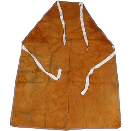Full Cowhide Leather Electric Welding Apron Bib Blacksmith Apron Yellow Electric Welding Safety Clothing