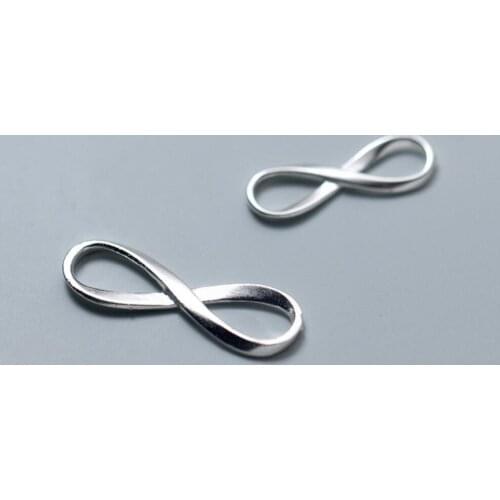 925 Sterling Silver Infinity Bracelet Dangle Charm Bead Connector DIY A2342