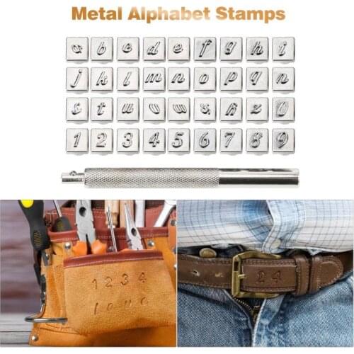 36pcs Leather Tools Leather Punch Leathercraft Alphabet Number Stamp Leather Punch Set for Leather Decor Craft
