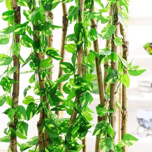 Artificial Plants Creeper Green Leaf Garland Vine Fake Foliage Flowers For Home Wedding Decor DIY Hanging Ivy Vine Wreath