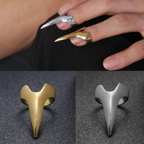 5Pcs Hyperbole Retro Punk Ring Cool Rock Gothic Talon Nail Finger Claw Spike Fingertip Nail Ring Jewelry Party Cosplay Accessori