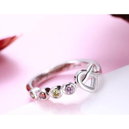 Personalized Heart Ring Birth Stone Engraving Letters Fashion Custom Mothers Ring Women Girl Jewelry Anniversary Accessories
