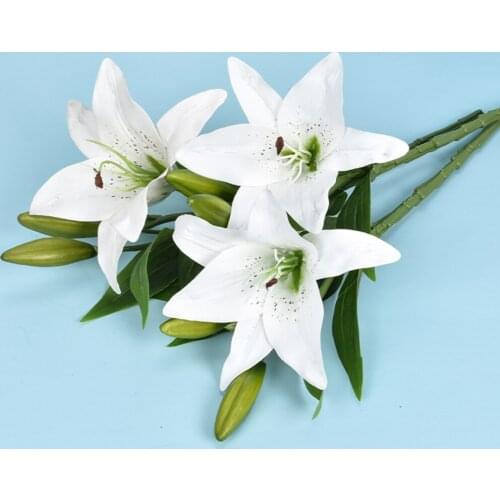 Lilies 8Pcs Artificial Tiger Lily Bouquet Latex Sticks Wedding For Family Dining Table Banquet Decoration Flower