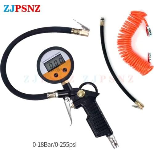 0-18Bar/0-255Psi Car Tire Air Pressure Inflator Gauge LCD Display Inflation Monitoring Manometer LED Digital Vehicle Tire Tester