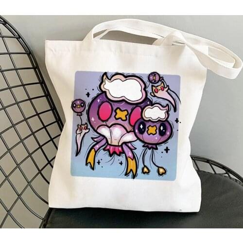 Reusable Shopping Bag Women Canvas Tote Bags Satan Devil Cats Printing Bag Cartoon Women Bolsa De Compras Shopper Shoulder Bags