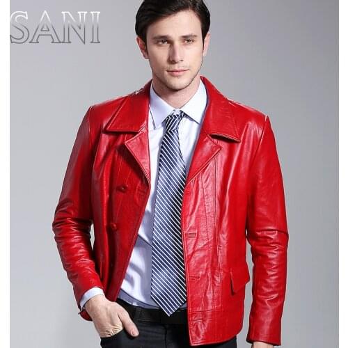 Men Wine Red Cow leather clothing lovers design calf skin genuine leather motorcycle clothing male casual male leather clothing