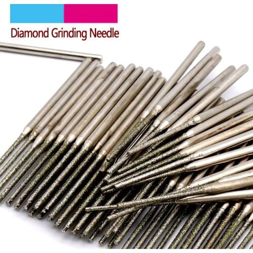 5/10pcs Lengthen 0.8~5.0mm Diamond Grinding Head Burr Needle Drill Bit Point Engraving Polishing Glass Jade Stone Rotary