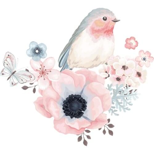 THE new Diy Flower Patches Iron On Patches Denim Stickers For Clothing Bird Applique Washable Patches Heat Transfer Stickers