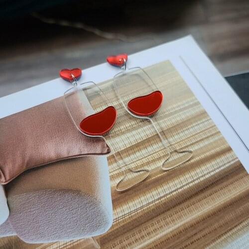 New Symphony Transparent Acrylic High-footed Wine Glass Alternative Retro Funny Exaggerated Earrings