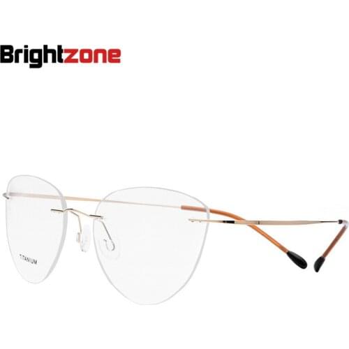 Brightzone CatEye Big Face Nice Lens Shape Men & Women Oculos De Grau Feminino Armacao Prescription Titanium Myopia Eye Glasses