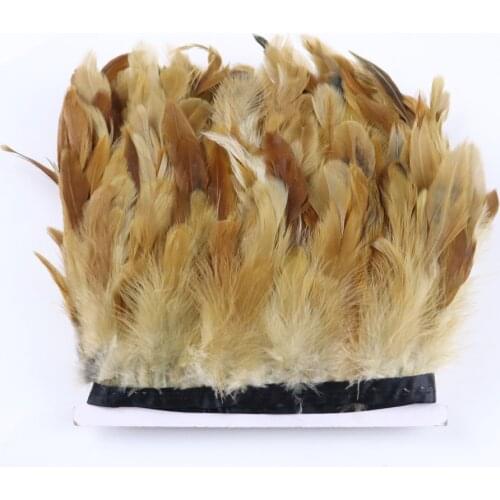 Wholesale Natural Rooster Feathers Trim Plumes on Ribbon Fringe for Crafts Clothing Sewing Party Decoration Plumes