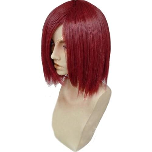 High Quality Anime NARUTO Nagato Pain Short Dark Red Synthetic Hair Cosplay Wigs + Wig Cap