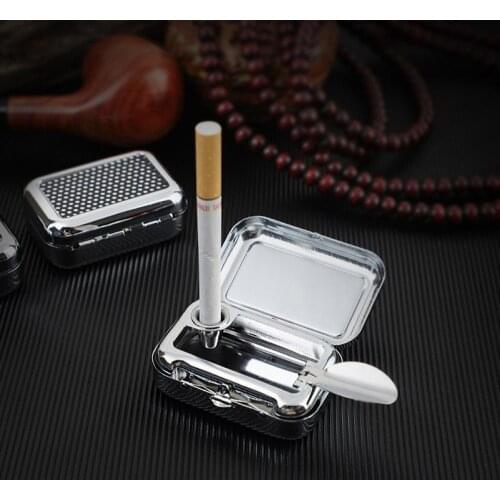 Portable Outdoor Travel Mini Ashtray Stainless Steel Sealed Pocket Storage Tray Household Merchandises Smoking Accessories