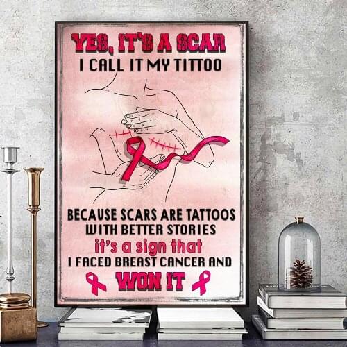 Breast Cancer Warrior Poster This Is A Scar Canvas Painting Because Panic Is A Tattoo Inspired Art Deco Wall with A Better Story