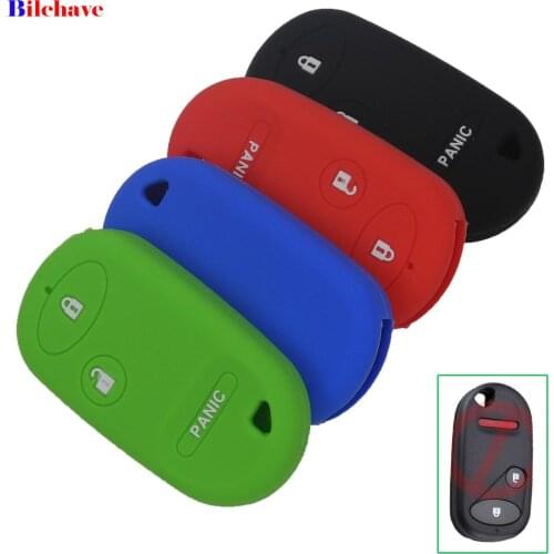 Bilchave 2+1 Buttons Silicone Remote Car Key Case Cover Fob For Honda Civic Accord Insight Pilot Key Shell Holder 2001-2005