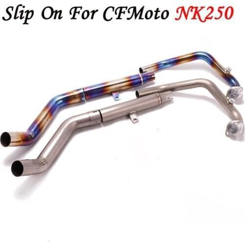 Slip on For CFMoto NK 250 250NK NK250 Motorcycle Exhaust Escape Modified Titanium Alloy Front Middle Link Pipe Titanium alloy