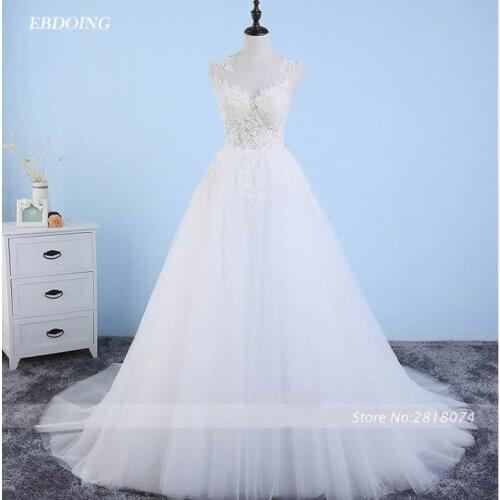 Ivory Boat Neck A-line Wedding Dresses Vestidos De Novia Robe De Mariage Wedding Gowns Dress With Beaded Lace Appliques
