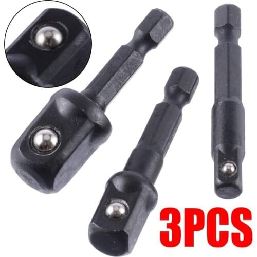 3pcs 1/4" 3/8" 1/2" Extension Drill Bits Bar Socket Adapter Hex Shank Ball Extension Rod Convert For Electric Screwdriver Tools