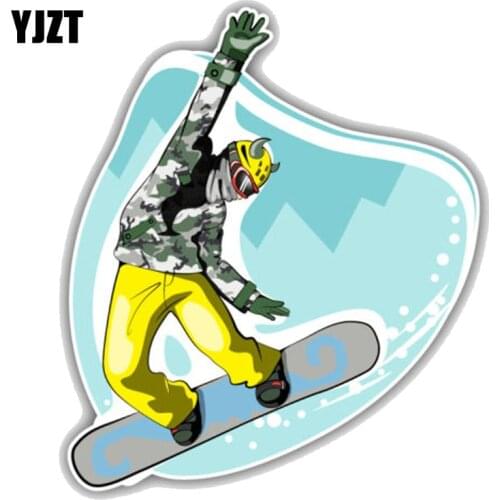 YJZT 10.8CM*12.7CM Fashion Snowboarder Cool Jumping PVC Motorcycle Car Sticker 11-00349