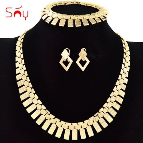 Sunny Jewelry Trendy Jewelry Set Big Collar Jewelry Set For Women Necklace Earrings Bracelet Set For Party Jewelry Gift Findings