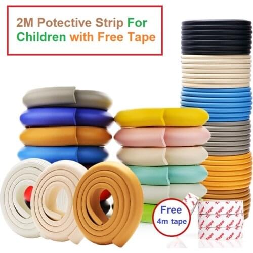 2M Child Protection Table Desk Edge Guard Corners Furniture Protective Rubber Foam Corner Cover Bumper Strip Kid Safety Bar Tape
