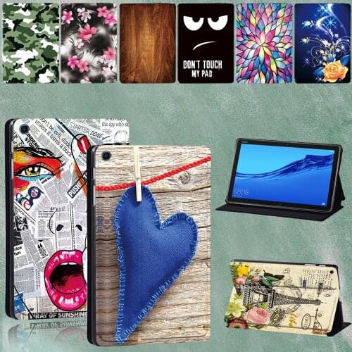 For Huawei MediaPad T5 10 10.1"/MediaPad M5 10.8" Fashion Print Pattern Stand Tablet Protective Cover Case + Pen