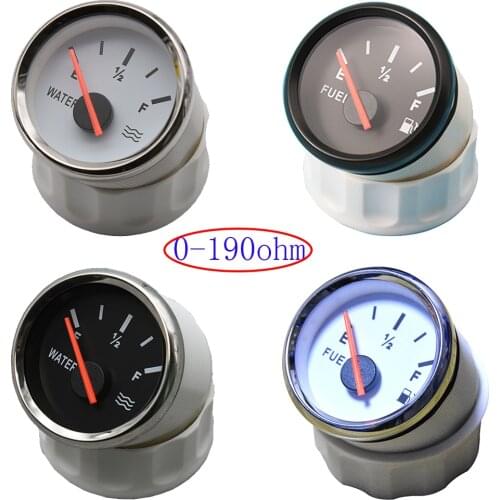 0-190 Ohm Water Level Gauge 52MM Water Tank Level Gauge 9-32V Fit For Marine Boat Yacht Red Backlight Water Level Indicator