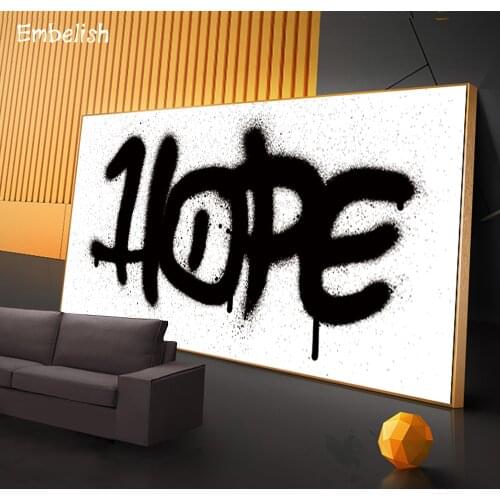 1 Pieces Large Size Black Letters Hope Graffiti Wall Pictures For Living Room Modern Home Decor Posters HD Canvas Oil Paintings