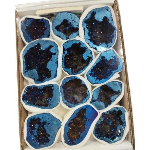 10-12pcs Natural Quartz Geode Cluster Crystal Geode Stones Specimen Agate Geode Crystal Druzy 1Box