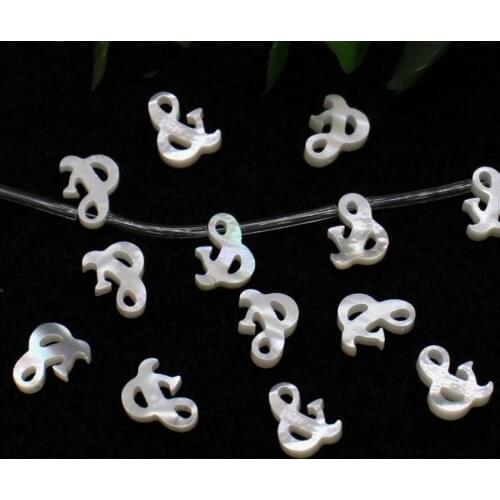 10pcs/lot 8x10mm Natural Letter Mother of Pearl shell for DIY Jewelry Letter & mother Pearl shell Beads