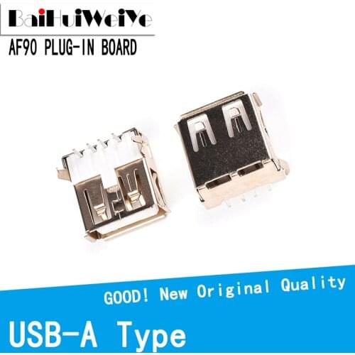 20Pcs/LOT USB Type A Standard Port Female Solder Jacks Connector PCB Socket USB-A type AF90 90 degree female USB