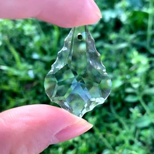 38MM Bauhinia Faceted Glass CRYSTAL Suncatcher Chandelier Lamp Prisms Part 1 Hole Hanging TearDrop Pendant DIY Decoration