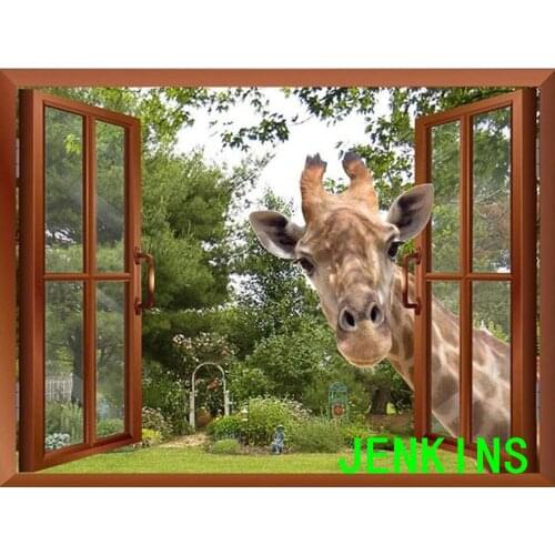 DIY Diamond Painting 5d Window Giraffe Full Square/Round Drill Diamond Embroidery Animal Mosaic Garden Home Decor Kits Jenkins