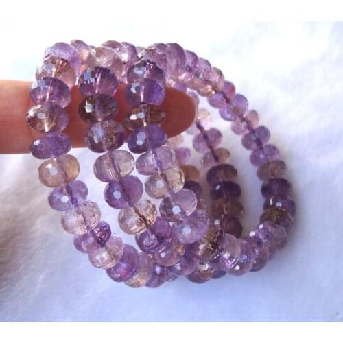Free Shipping Natural Ametrine Faceted Rondelle 6*11mm Beads Bracelet Women Jewelry Accessories Weddings Parties Birthday Gift