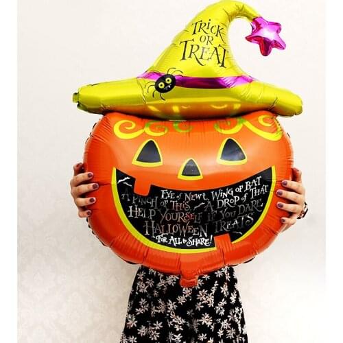 Large Size Happy Halloween Theme Party Helium Foil Balloons Trick or Treat Pumpkin Head Balloon Jack O' Lantern Balloon JL0094