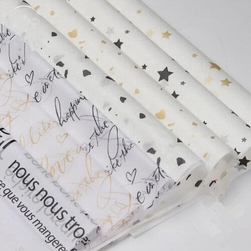 20pcs Tissue Paper Golden Black Gray English Letters Sydney Paper Wedding Bouquet Wrapping Paper Birthday Party Gift 50*70cm