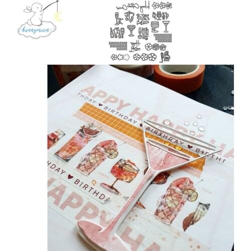 CH Wine glass and flowers Metal Cutting Dies 3D DIY Scrapbooking Carbon Sharp Craft Die Photo Invitation Cards Decoration