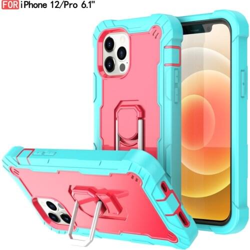 IPhone 11 12 Pro max x xr xs 6 7 8 Plus SE Front&Back 360 TPU Color Silicon Finger Ring Stand Phone Case Anti Knock Hybrid Armor