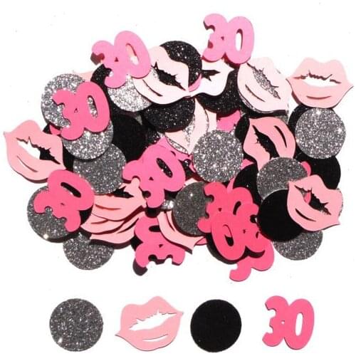 Lack and Silvewith 30 and Lips Birthday Party Assorted Pieces Kiss the 20s Goodbye 30th 40th Table decor scrapbook favors