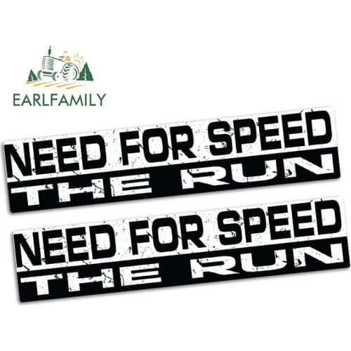 EARLFAMILY 15cm x 3.2cm NEED SPEED THE RUN Funny Car Bumper Fast Sticker Vinyl JDM Truck Race BIKE Decal Car Stickers 2pcs
