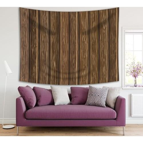 Tapestry Vertical Wood Using Boards Country Wooden House Wall Nature Classic Decorating Artwork Printed Brown